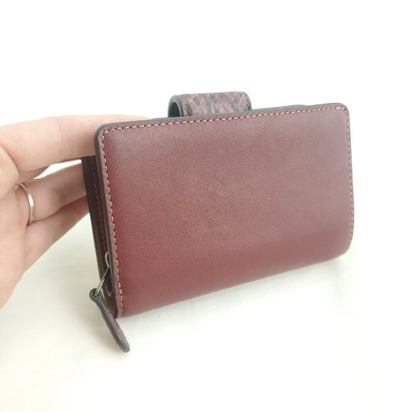 Coach Womens Brown Colorblock Leather Snakeskin Medium Corner Zip Around Wallet - Picture 2 of 12